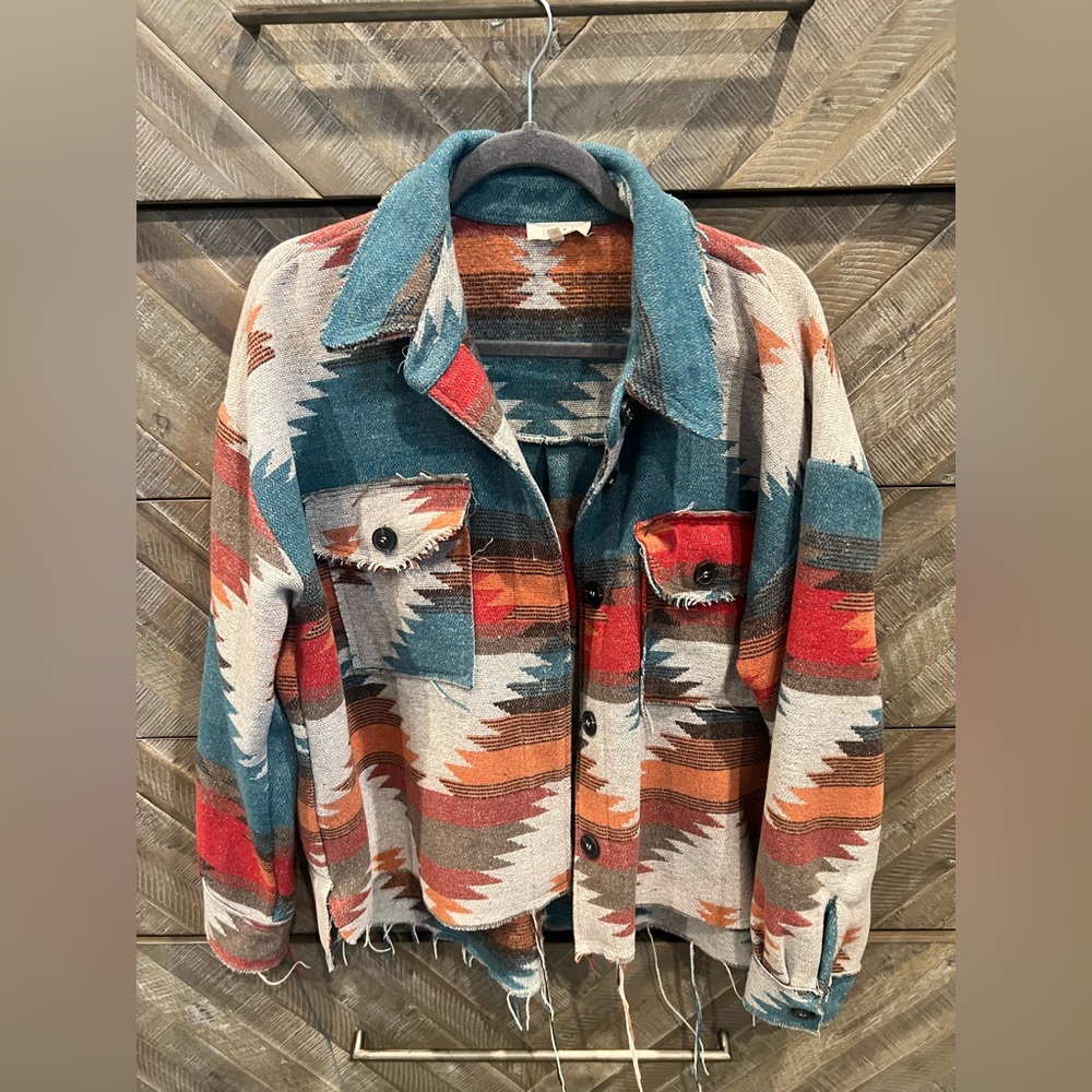 Aztec style distressed jacket